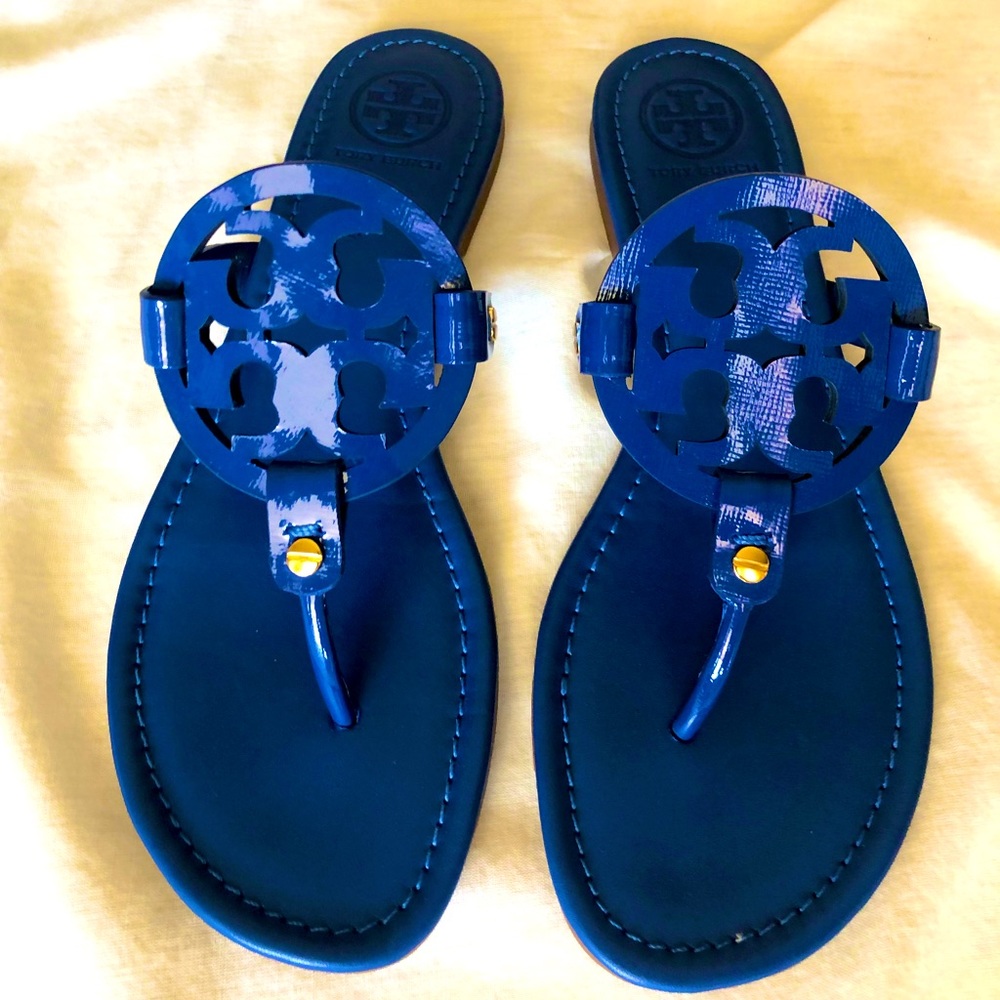 Tory Burch blue Patent Leather sandals size 9.5